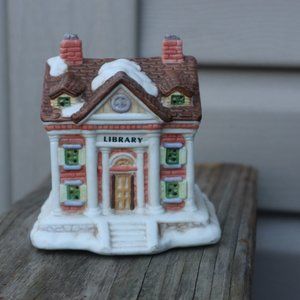 Vintage Snowy Library Christmas Village 1993